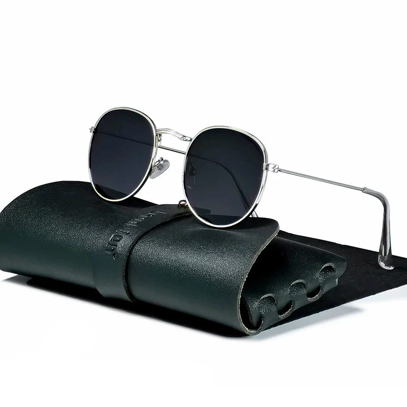 Round Retro Sunglasses for Men/Women Luxury UV400 Metal Vintage Eyewear No Leather Case - Image 9