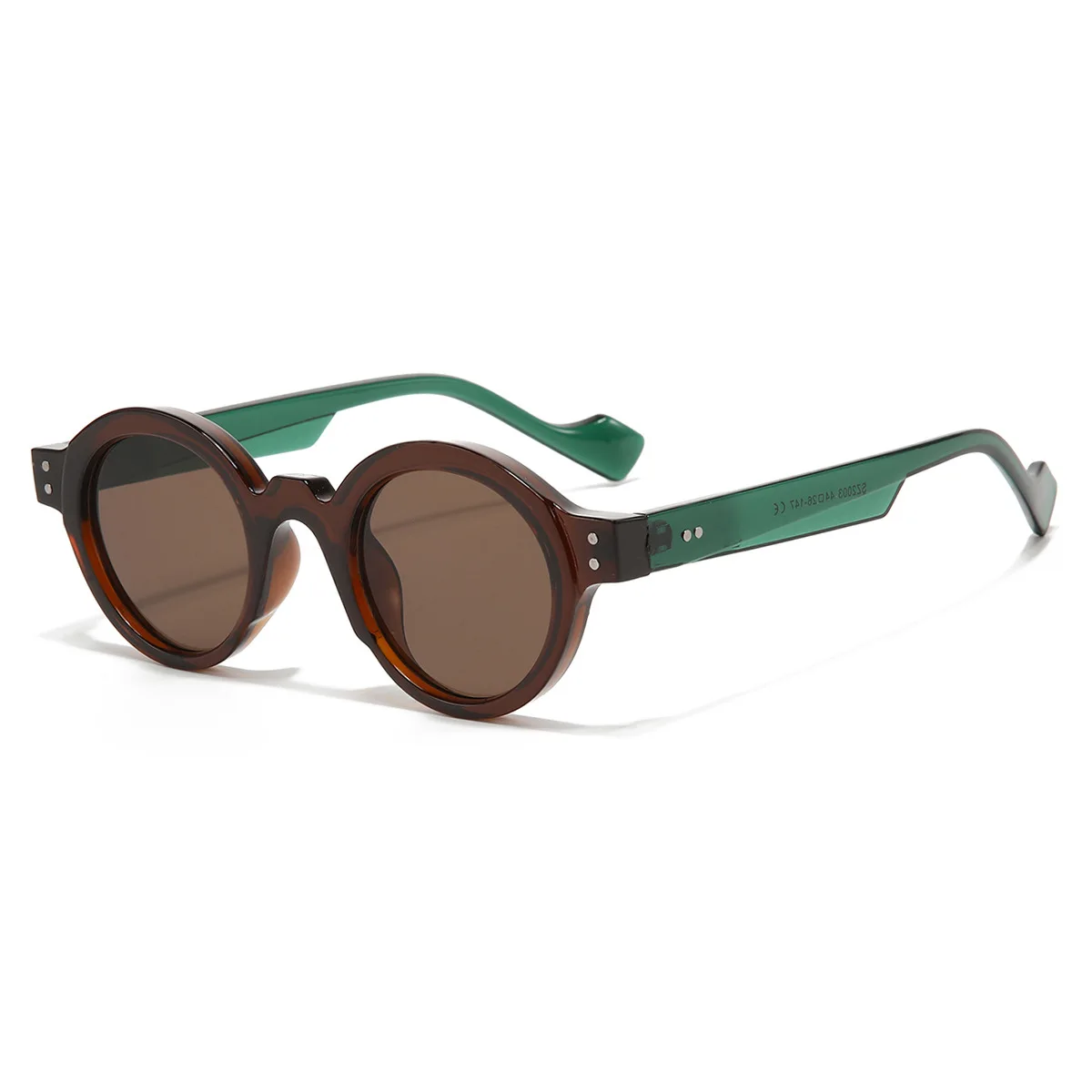 Round Sunglasses Men Punk Double Color Shades UV400 Retro Rivets Women Clear Lens Fashion Glasses