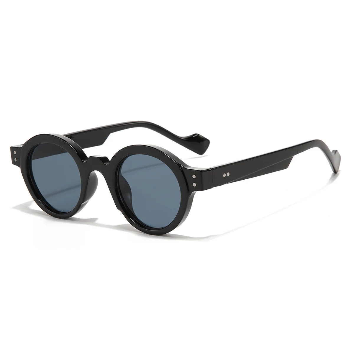 Round Sunglasses Men Punk Double Color Shades UV400 Retro Rivets Women Clear Lens Fashion Glasses - Image 2