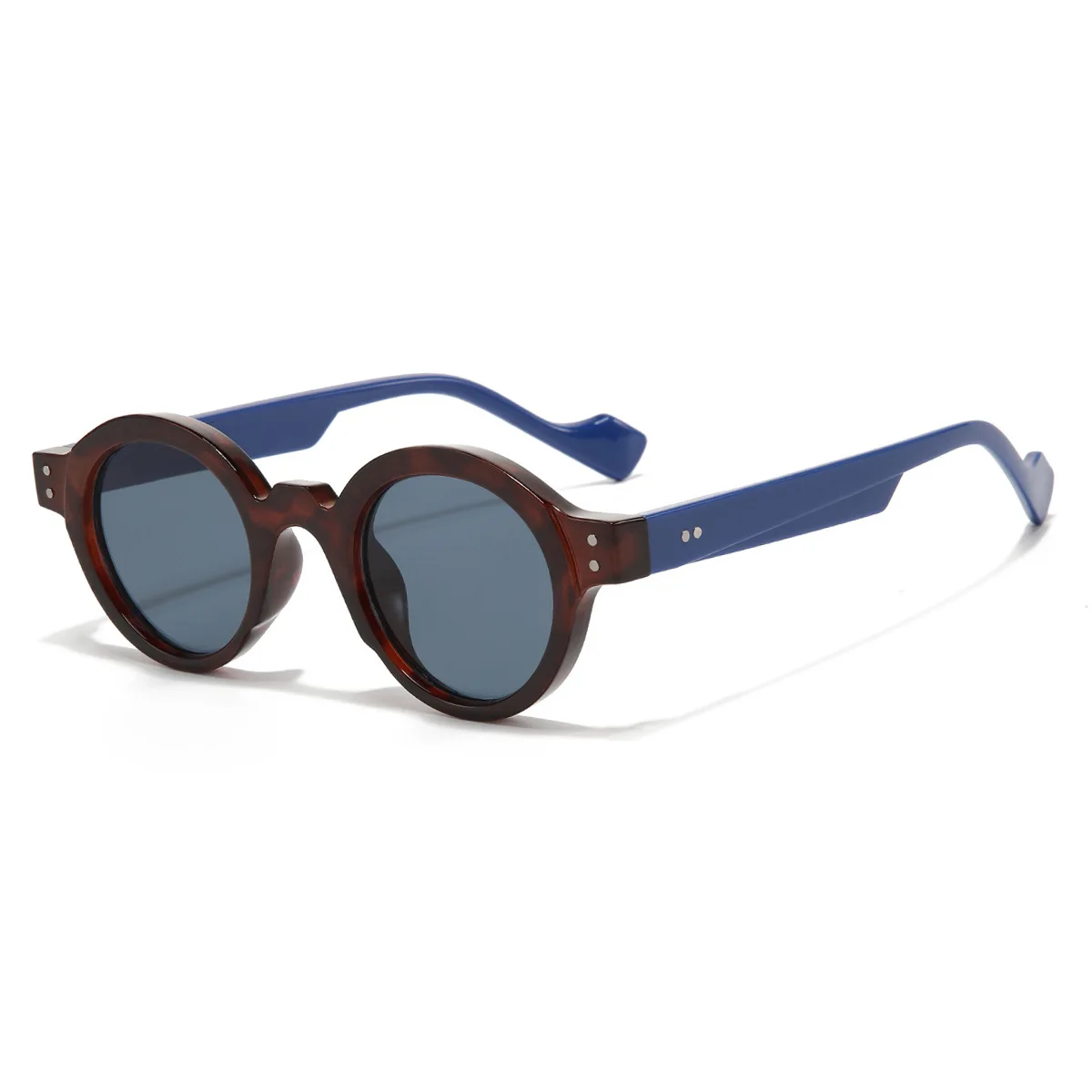 Round Sunglasses Men Punk Double Color Shades UV400 Retro Rivets Women Clear Lens Fashion Glasses - Image 4