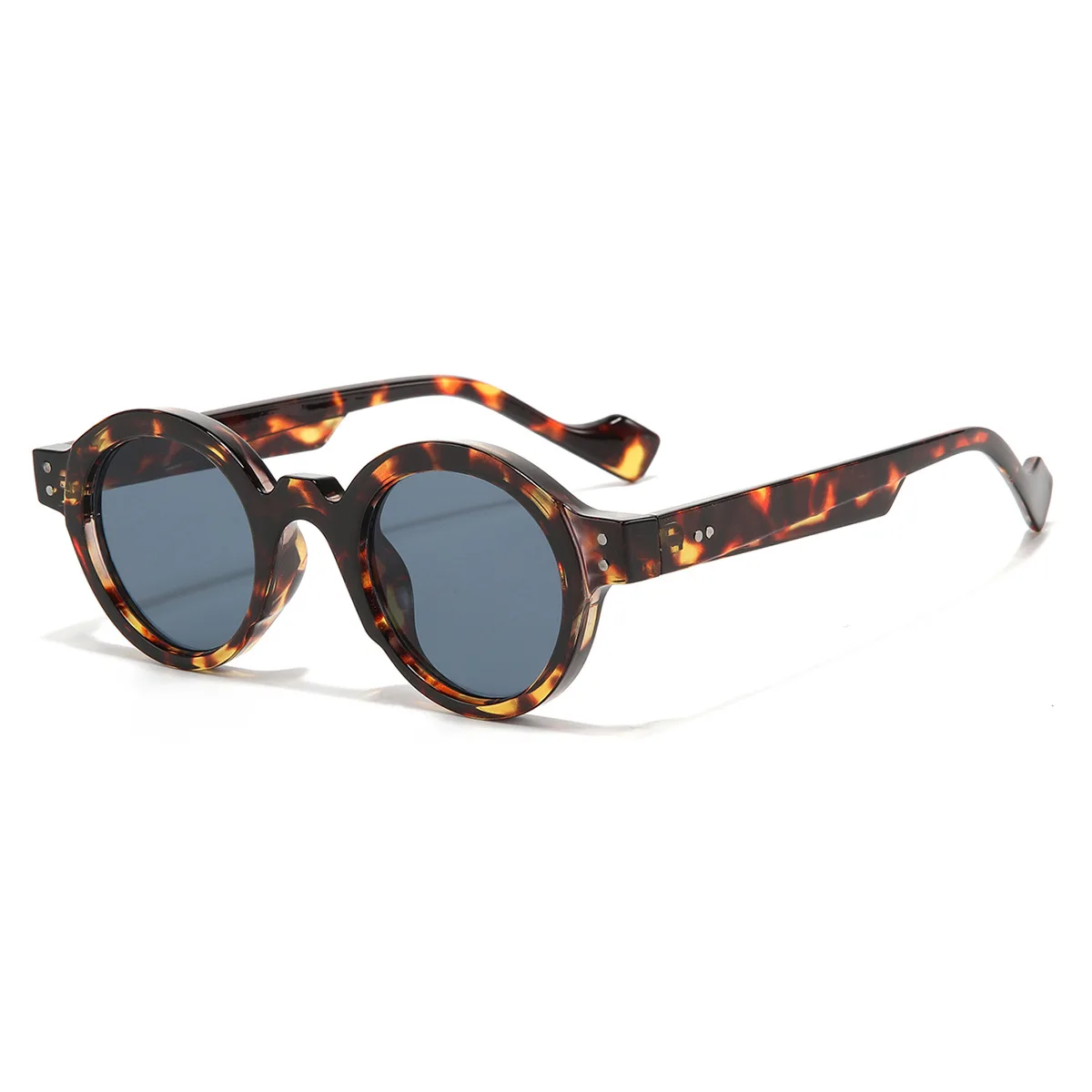 Round Sunglasses Men Punk Double Color Shades UV400 Retro Rivets Women Clear Lens Fashion Glasses - Image 6