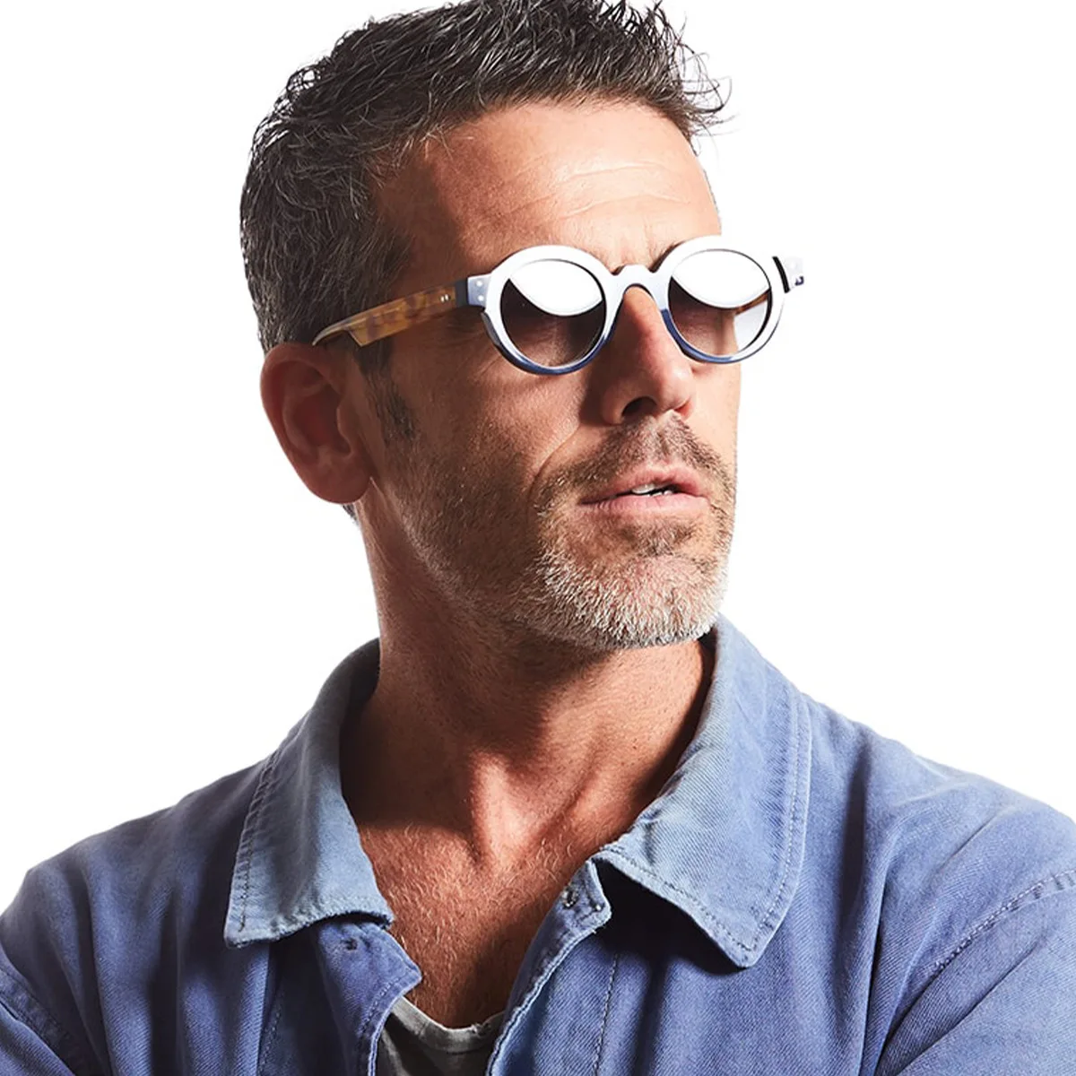 Round Sunglasses Men Punk Double Color Shades UV400 Retro Rivets Women Clear Lens Fashion Glasses - Image 8