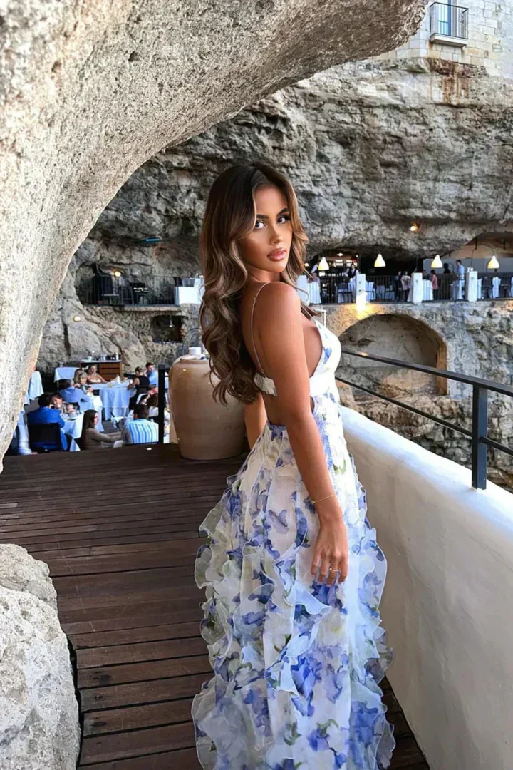 Ruffled Floral Dress for Women, Vibrant Print Summer Dress with Relaxed Fit for Wedding Guests and Cocktail Events - Image 2