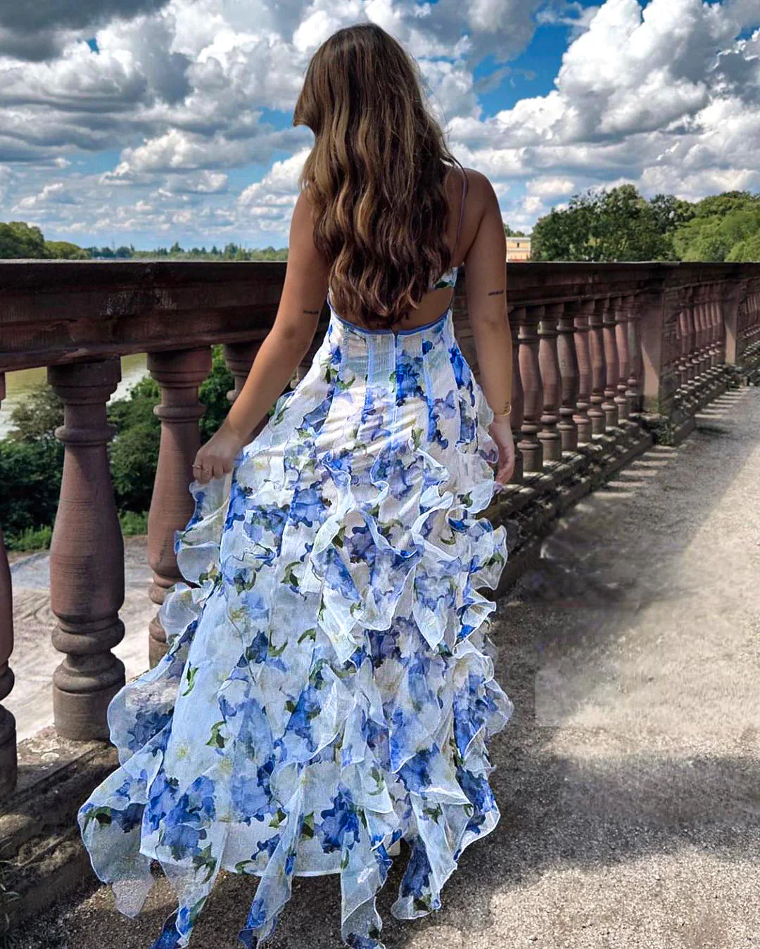 Ruffled Floral Dress for Women, Vibrant Print Summer Dress with Relaxed Fit for Wedding Guests and Cocktail Events - Image 4