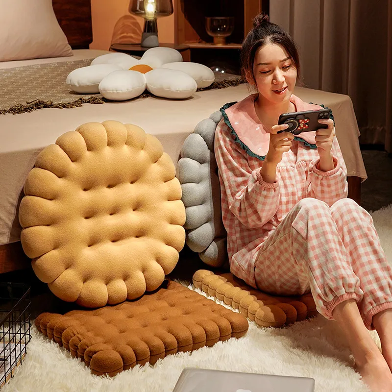 Seat Cushion Biscuit Plush Pillow Cozy Home Decor Fall 2025 Decorative Chair Car Pad Comfort Gift - Image 4