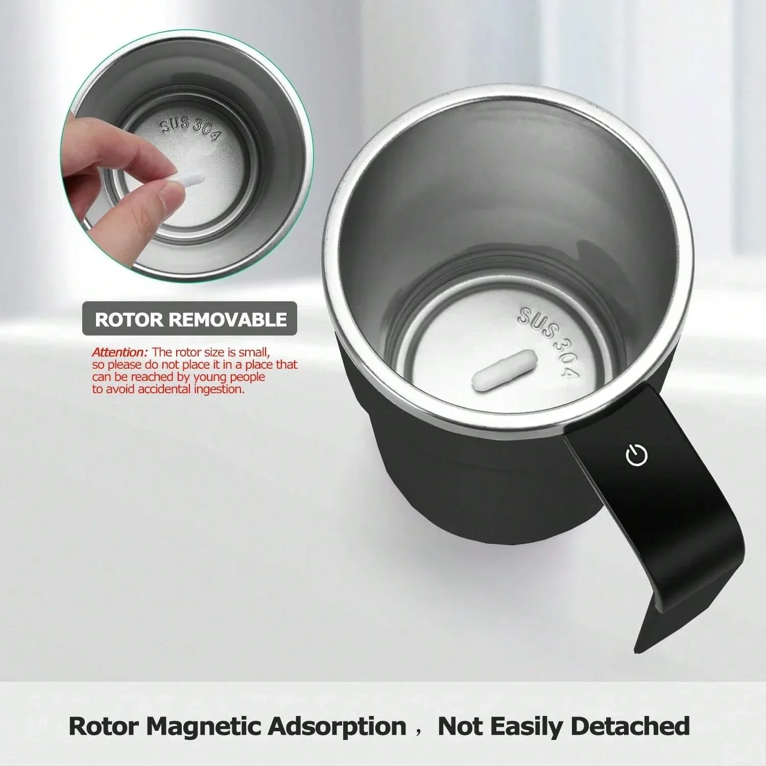 Self Stirring Mug 380ML Stainless Steel Interior USB Rechargeable Electric Coffee Cup Back To Work 2025 IP67 Waterproof - Image 4