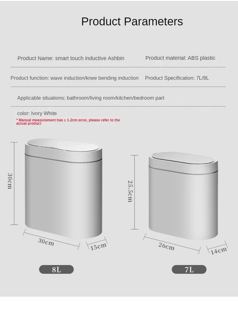 Sensor Trash Can Touchless 8L Kitchen Bathroom Bin Compact - Image 17