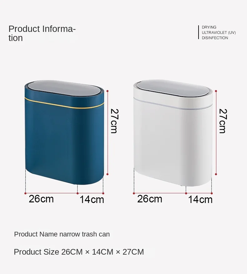 Sensor Trash Can Touchless 8L Kitchen Bathroom Bin Compact - Image 20