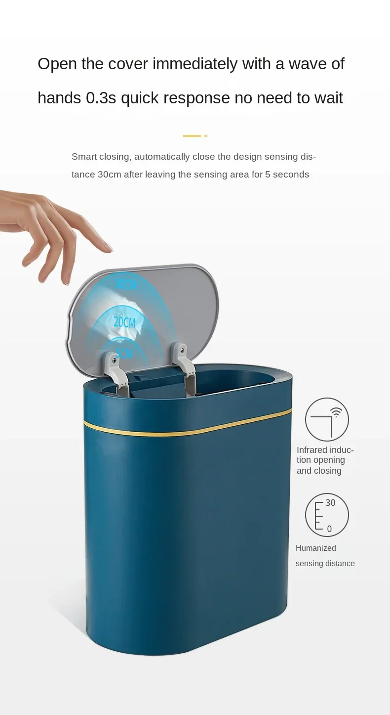 Sensor Trash Can Touchless 8L Kitchen Bathroom Bin Compact - Image 24