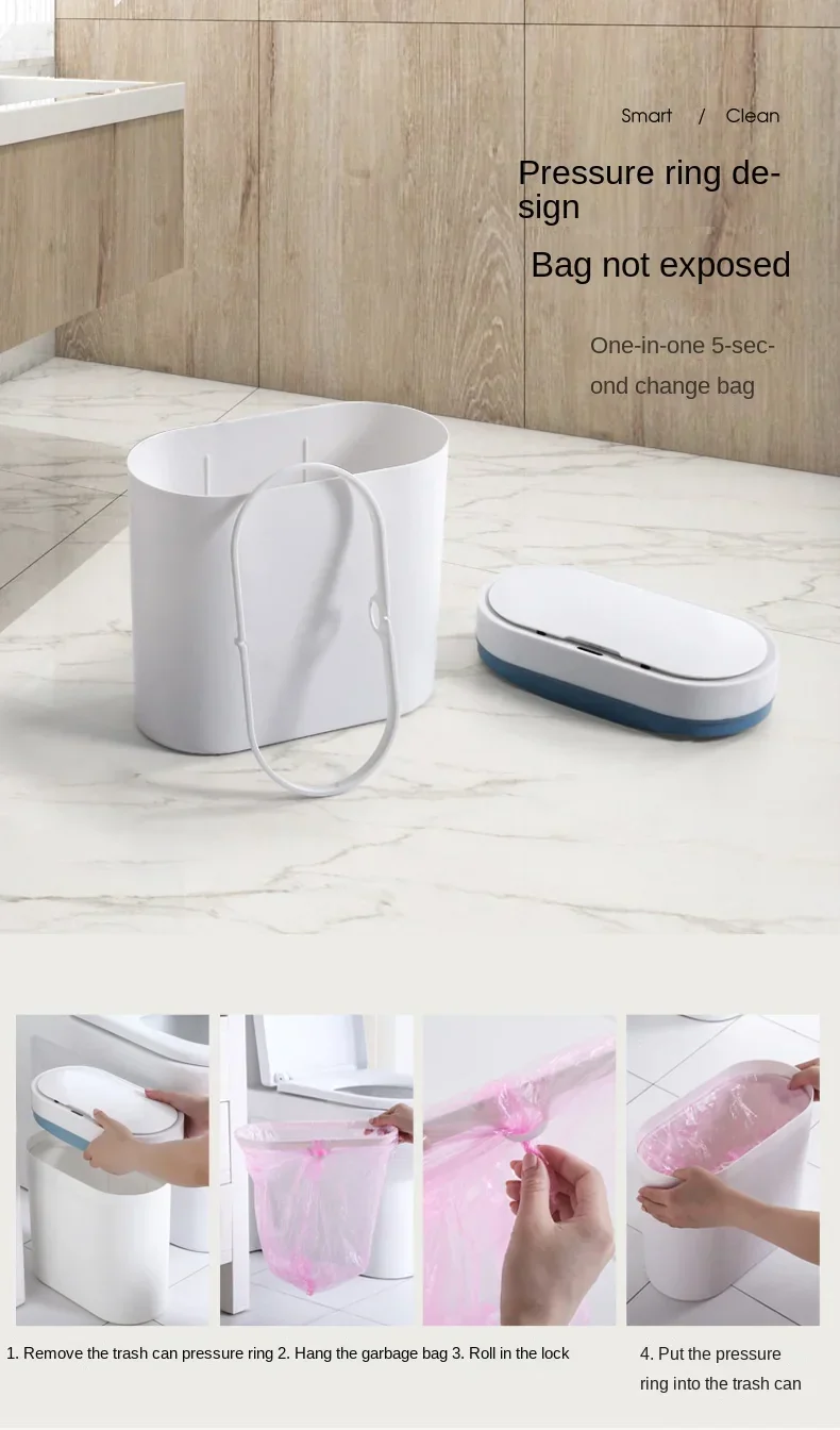Sensor Trash Can Touchless 8L Kitchen Bathroom Bin Compact - Image 30