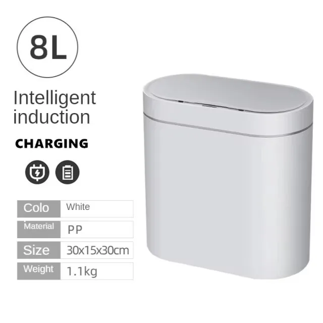 Sensor Trash Can Touchless 8L Kitchen Bathroom Bin Compact - Image 33