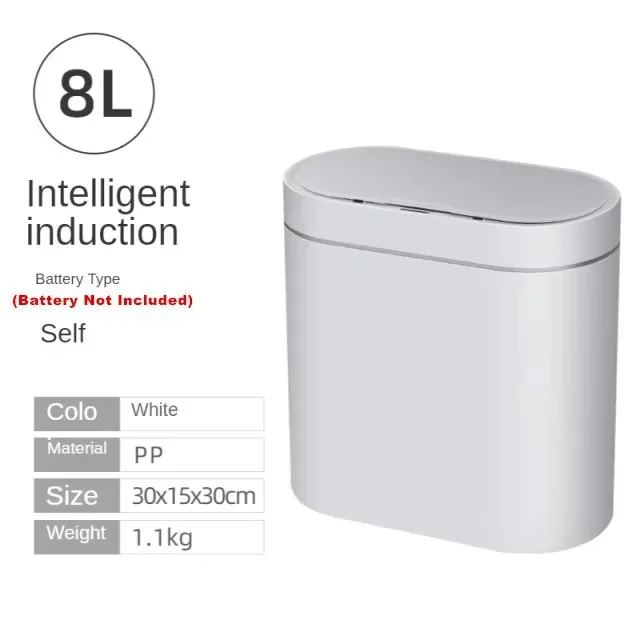 Sensor Trash Can Touchless 8L Kitchen Bathroom Bin Compact - Image 34