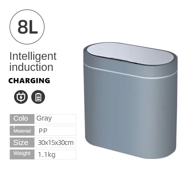 Sensor Trash Can Touchless 8L Kitchen Bathroom Bin Compact - Image 35