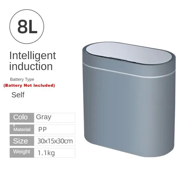Sensor Trash Can Touchless 8L Kitchen Bathroom Bin Compact - Image 36