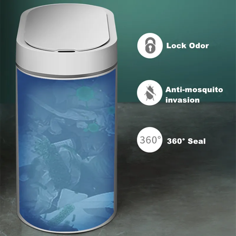 Sensor Trash Can Touchless 8L Kitchen Bathroom Bin Compact - Image 5