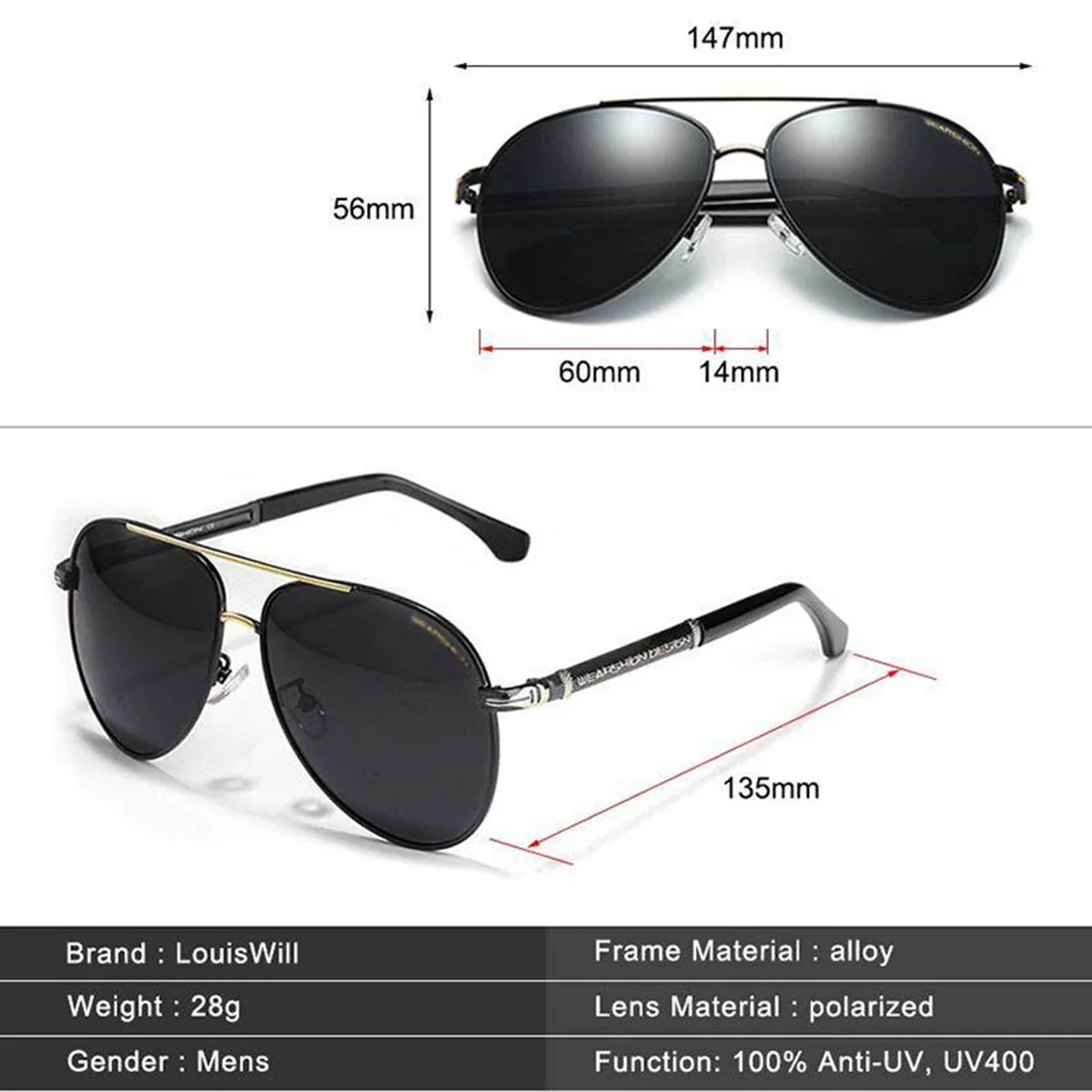 Shades Sunglasses for Men - Outdoor UV Protection Lightweight Eyewear - Image 3