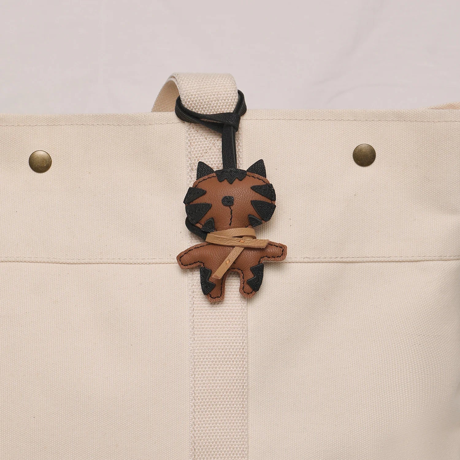 Leather Bag Charm No Face Keychain Black Cozy Cute Gift - Image 10