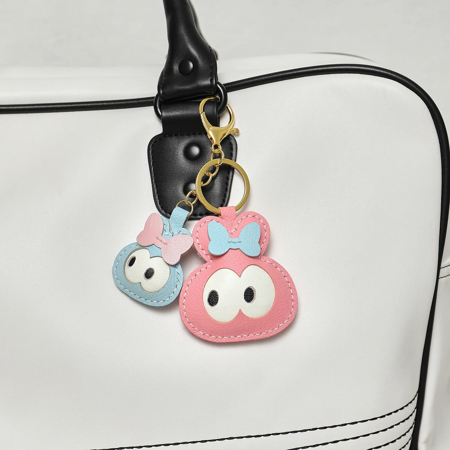 Leather Bag Charm No Face Keychain Black Cozy Cute Gift - Image 16
