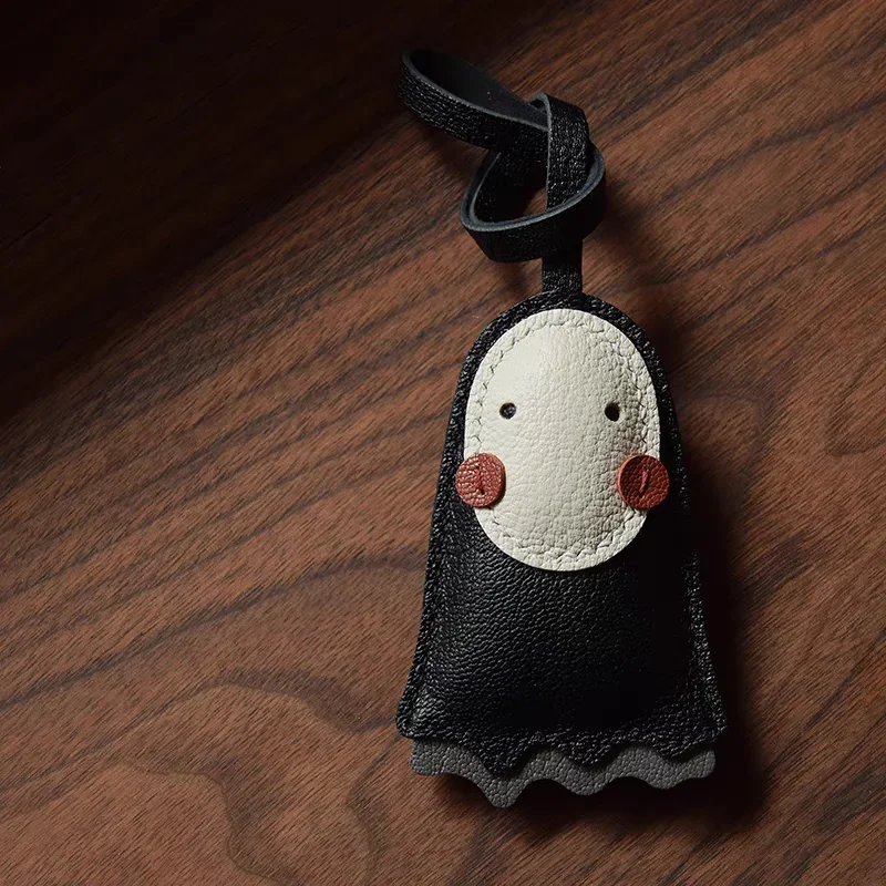 Leather Bag Charm No Face Keychain Black Cozy Cute Gift - Image 7
