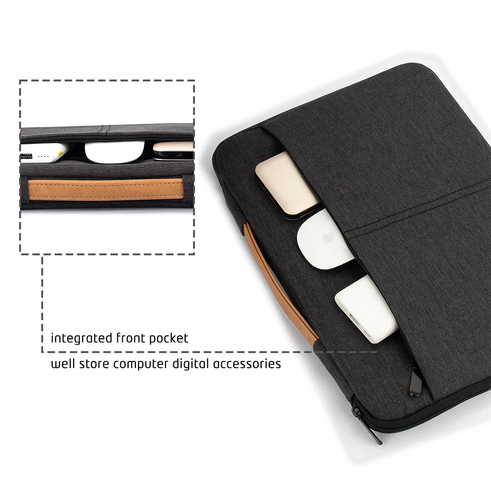 Shockproof Laptop Sleeve Bag- Dark Grey Case for Travel & Business Accessories - Image 3