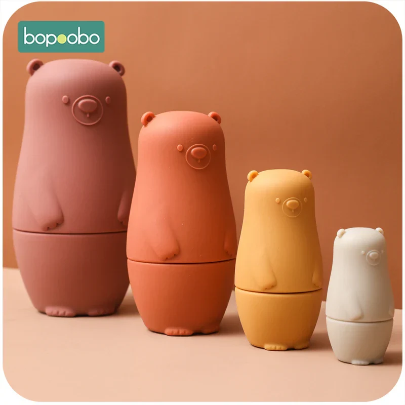 Silicone Stacking Toy Nesting Bear Matryoshka Set Holiday Gift 2025 BPA Free Educational Toy