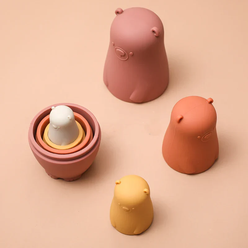 Silicone Stacking Toy Nesting Bear Matryoshka Set Holiday Gift 2025 BPA Free Educational Toy - Image 4