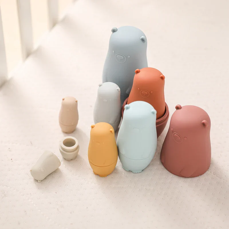 Silicone Stacking Toy Nesting Bear Matryoshka Set Holiday Gift 2025 BPA Free Educational Toy - Image 6