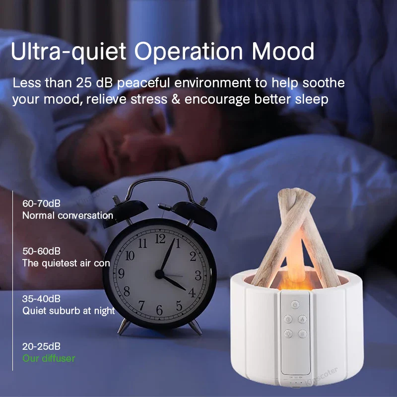Simulated Flame Aroma Diffuser - Bonfire Air Humidifier, 280ml Ultrasonic Cool Mist Maker with LED Night Light - Image 3