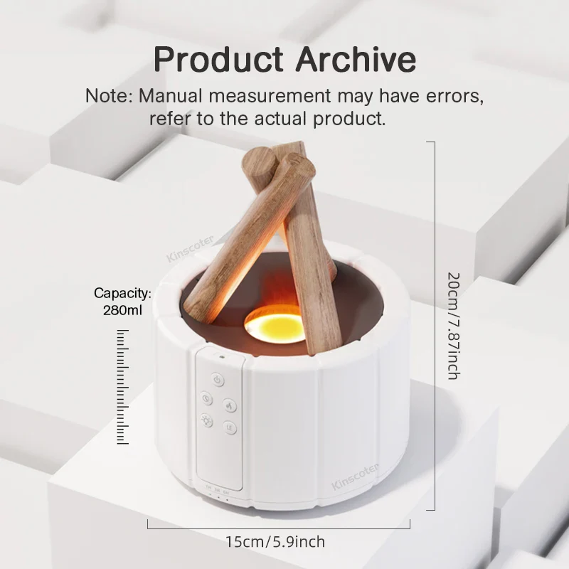 Simulated Flame Aroma Diffuser - Bonfire Air Humidifier, 280ml Ultrasonic Cool Mist Maker with LED Night Light - Image 4