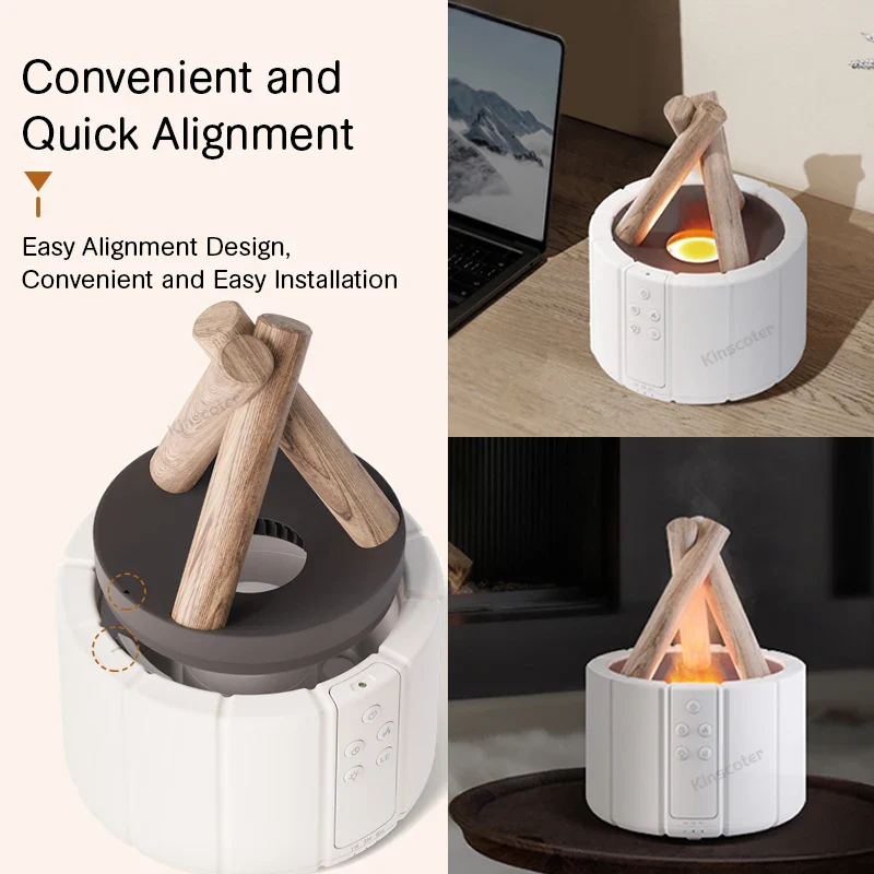 Simulated Flame Aroma Diffuser - Bonfire Air Humidifier, 280ml Ultrasonic Cool Mist Maker with LED Night Light - Image 5