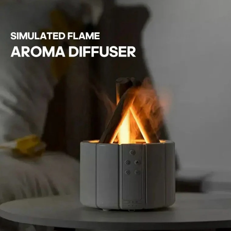 Simulated Flame Aroma Diffuser - Bonfire Air Humidifier, 280ml Ultrasonic Cool Mist Maker with LED Night Light - Image 9