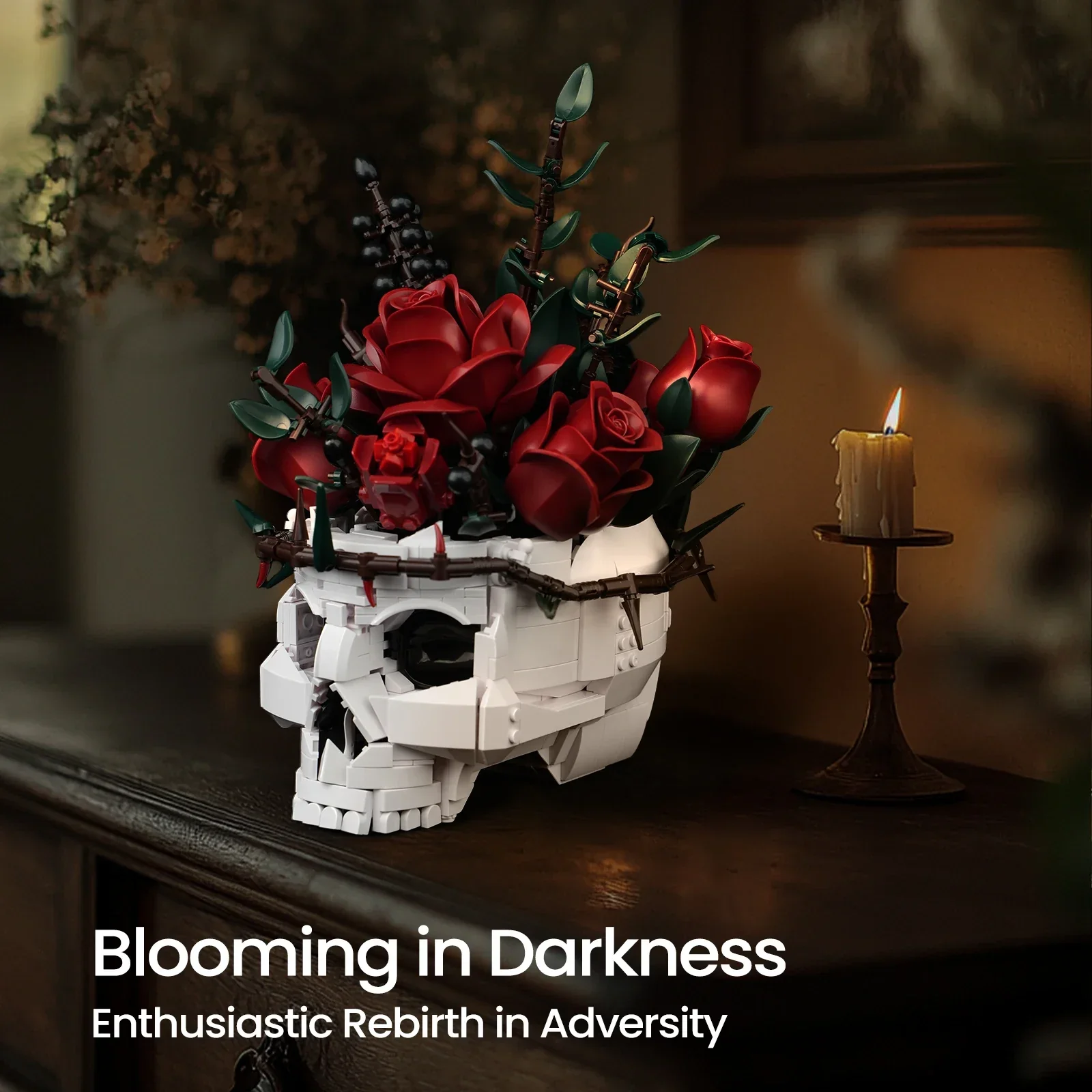 Skull Bouquet Building Set Gothic Home Decor Halloween - Image 9
