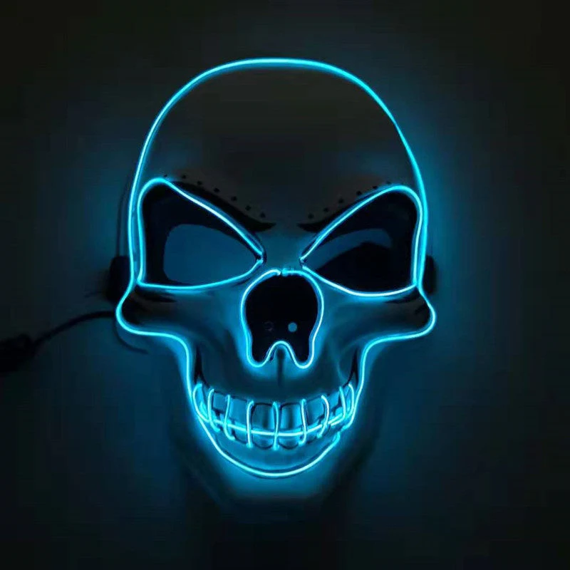 LED Glowing Skull Mask - Halloween Costume Accessory, Adjustable Fit for Parties & Events, Eye-Catching Light Modes - Image 3