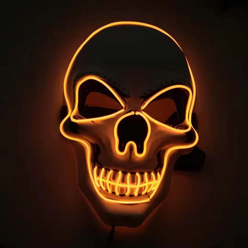 LED Glowing Skull Mask - Halloween Costume Accessory, Adjustable Fit for Parties & Events, Eye-Catching Light Modes - Image 4