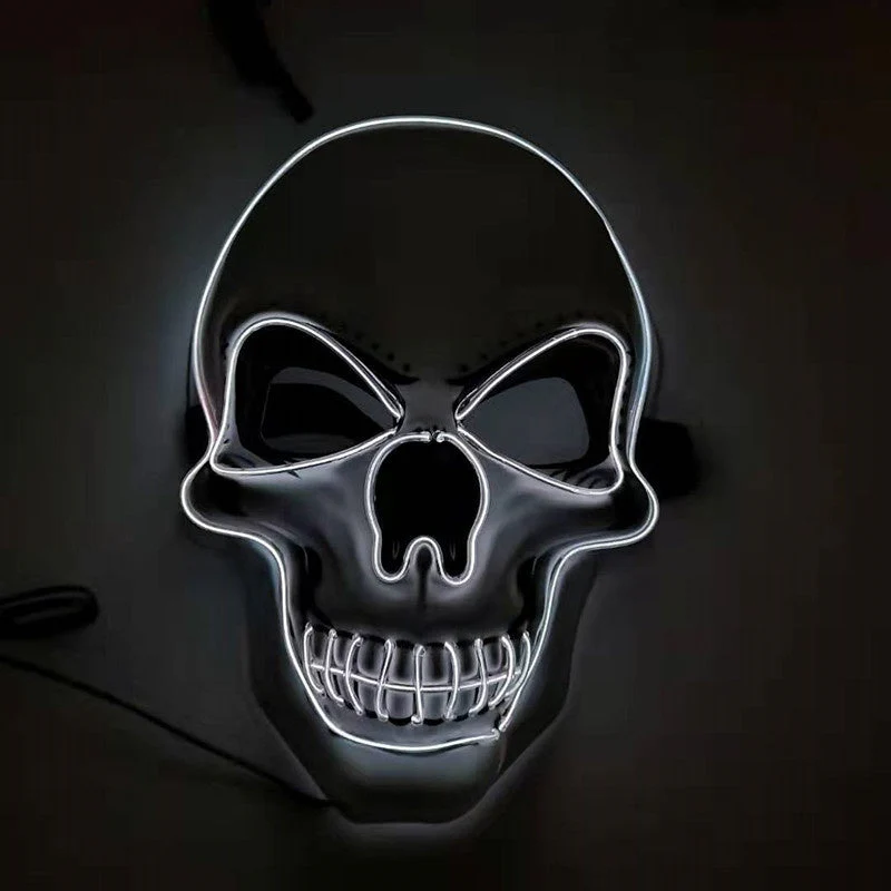 LED Glowing Skull Mask - Halloween Costume Accessory, Adjustable Fit for Parties & Events, Eye-Catching Light Modes - Image 7