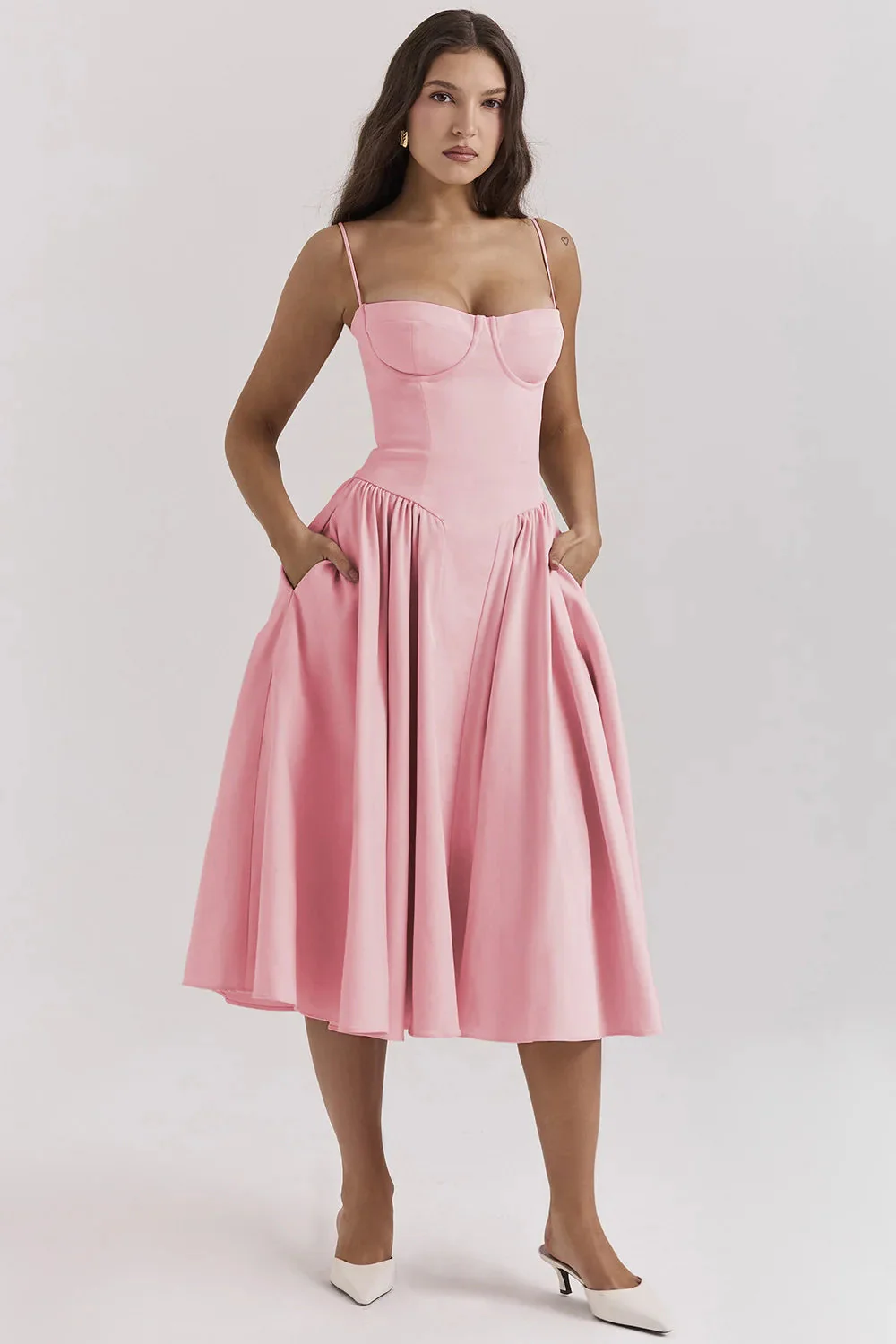 Sleeveless Corset Midi Dress, Flattering Fit with Premium Fabric for Elegant Cocktail and Formal Occasions - Image 15