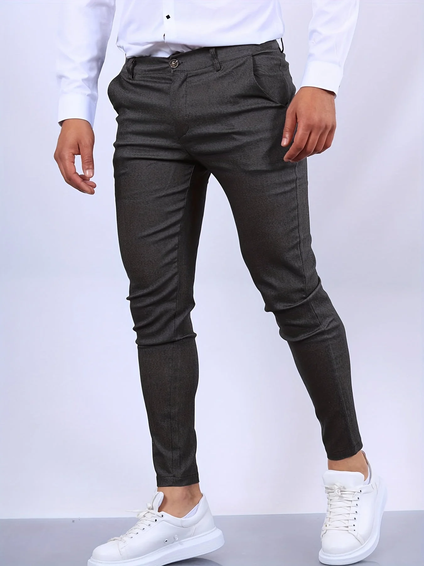 Slim Fit Business Casual Pants for Men, High-Quality Fabric, Tailored Design, Versatile for Office and Formal Events - Image 10