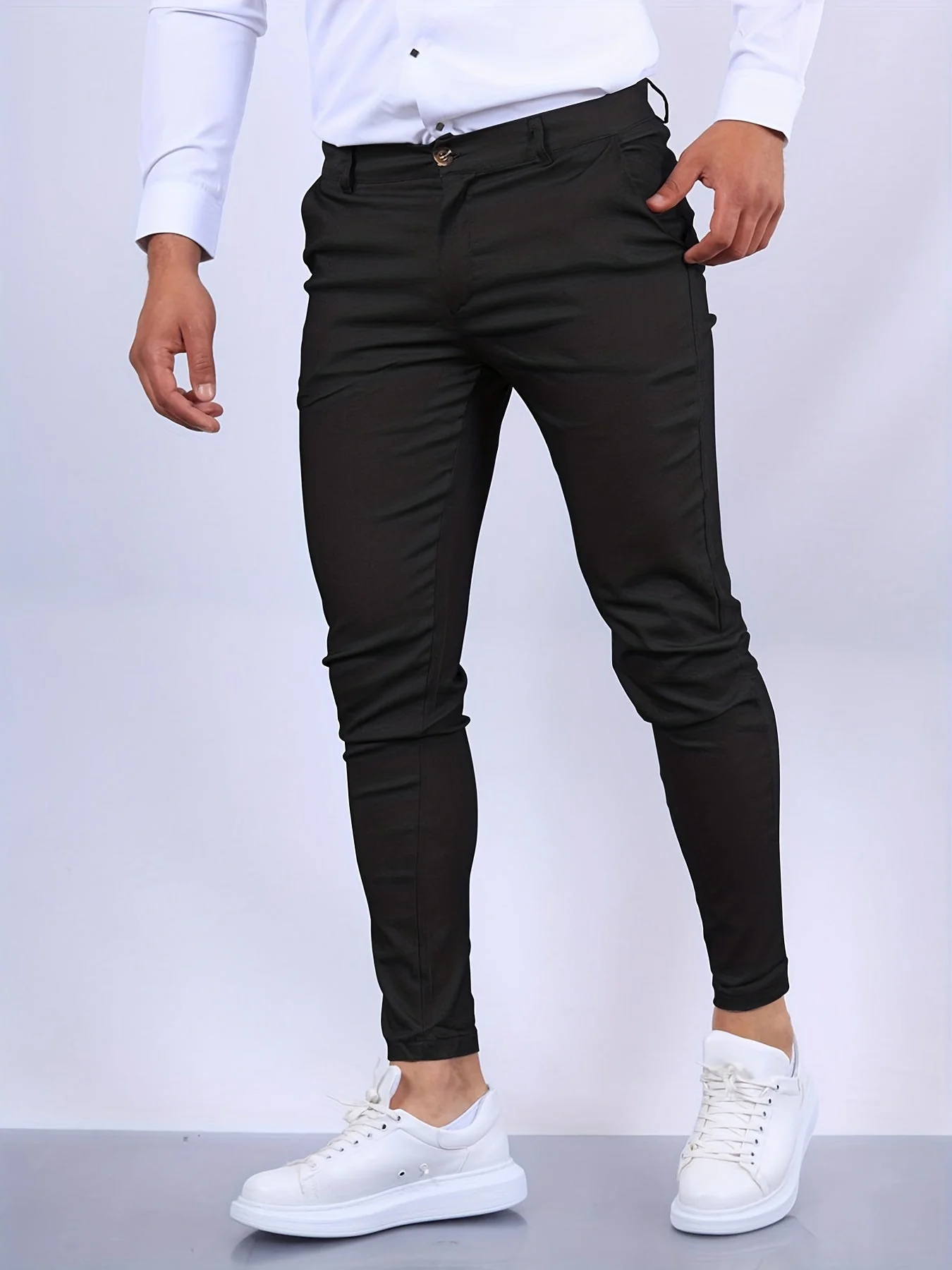 Slim Fit Business Casual Pants for Men, High-Quality Fabric, Tailored Design, Versatile for Office and Formal Events - Image 11