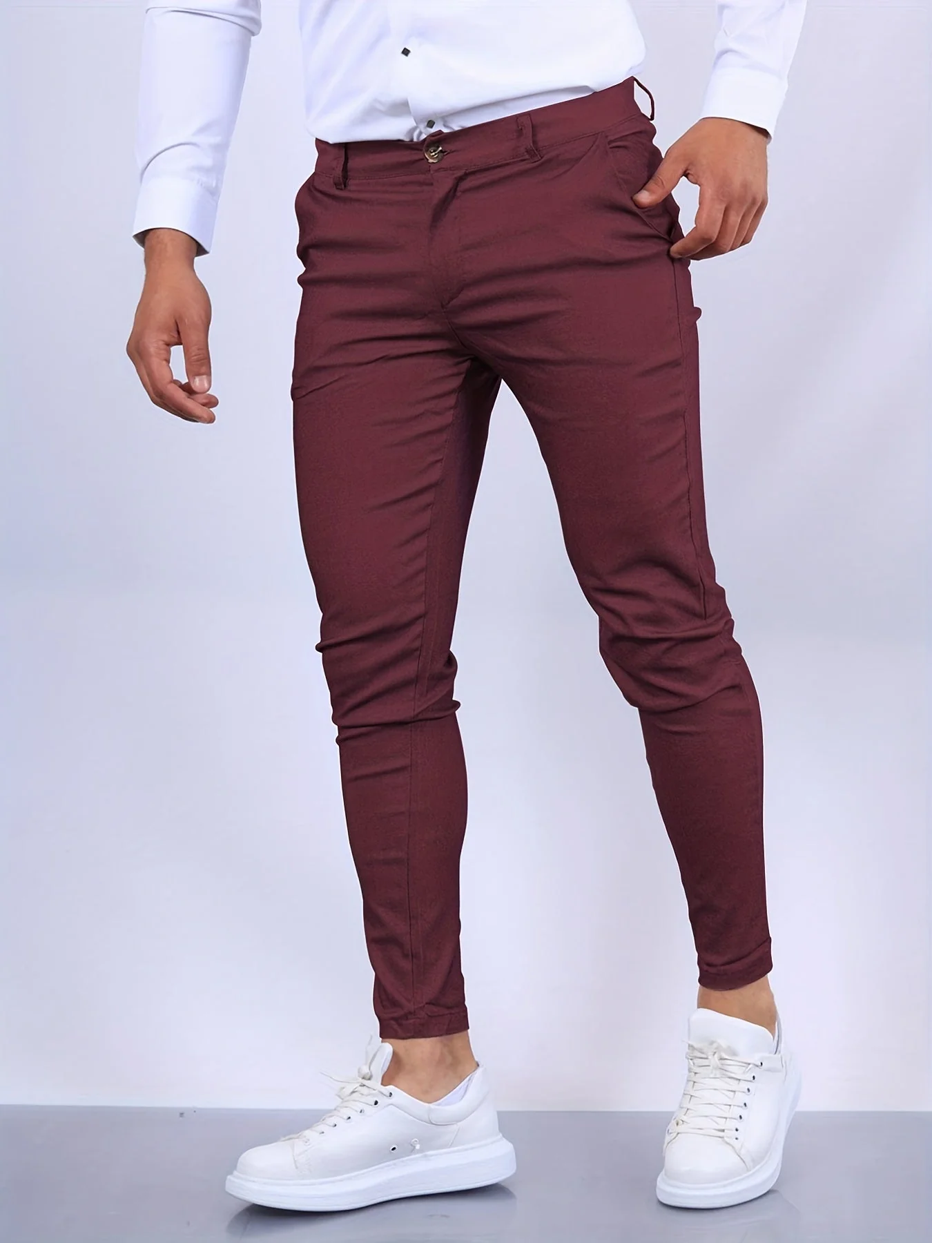Slim Fit Business Casual Pants for Men, High-Quality Fabric, Tailored Design, Versatile for Office and Formal Events - Image 12