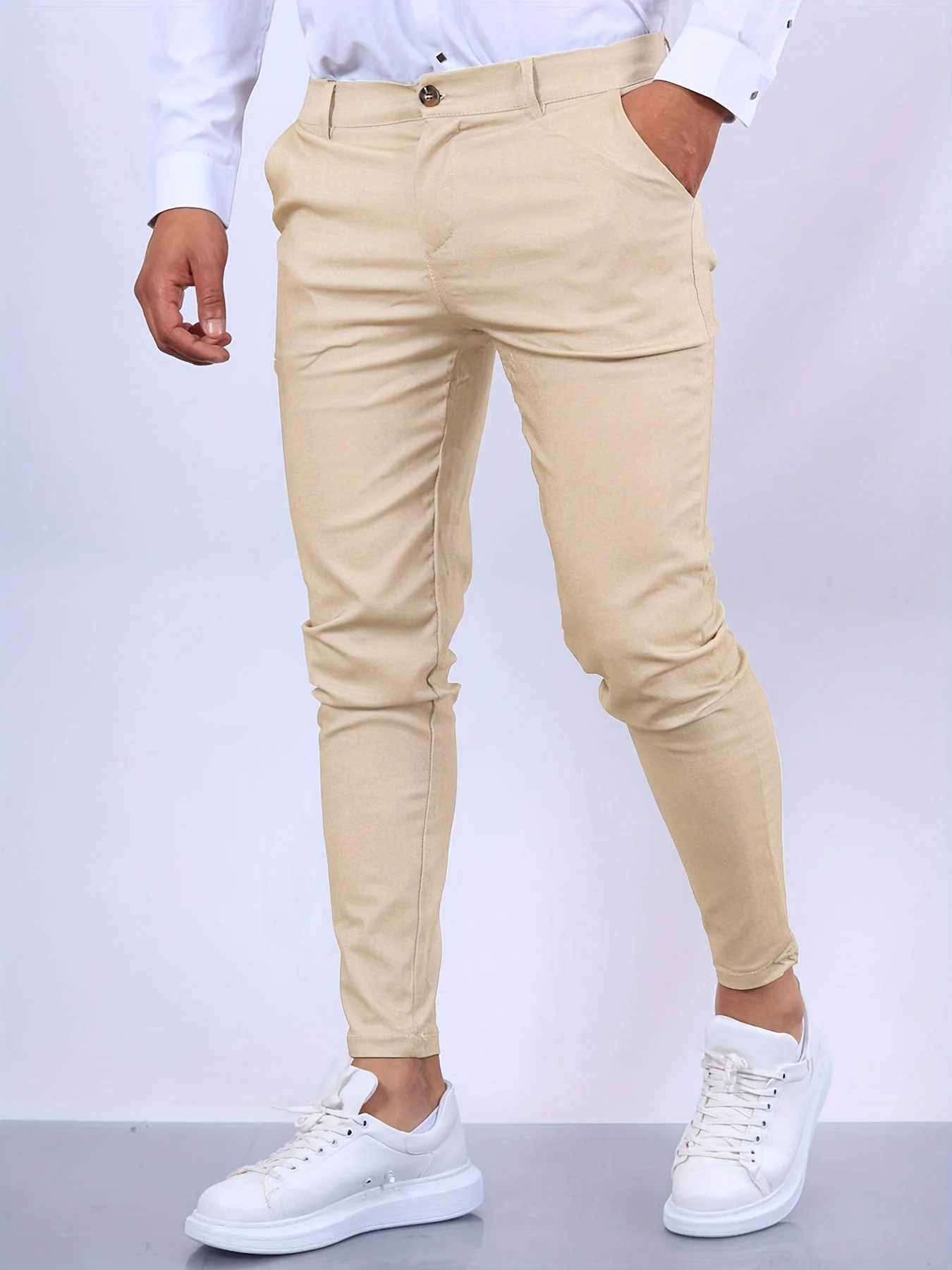 Slim Fit Business Casual Pants for Men, High-Quality Fabric, Tailored Design, Versatile for Office and Formal Events - Image 14