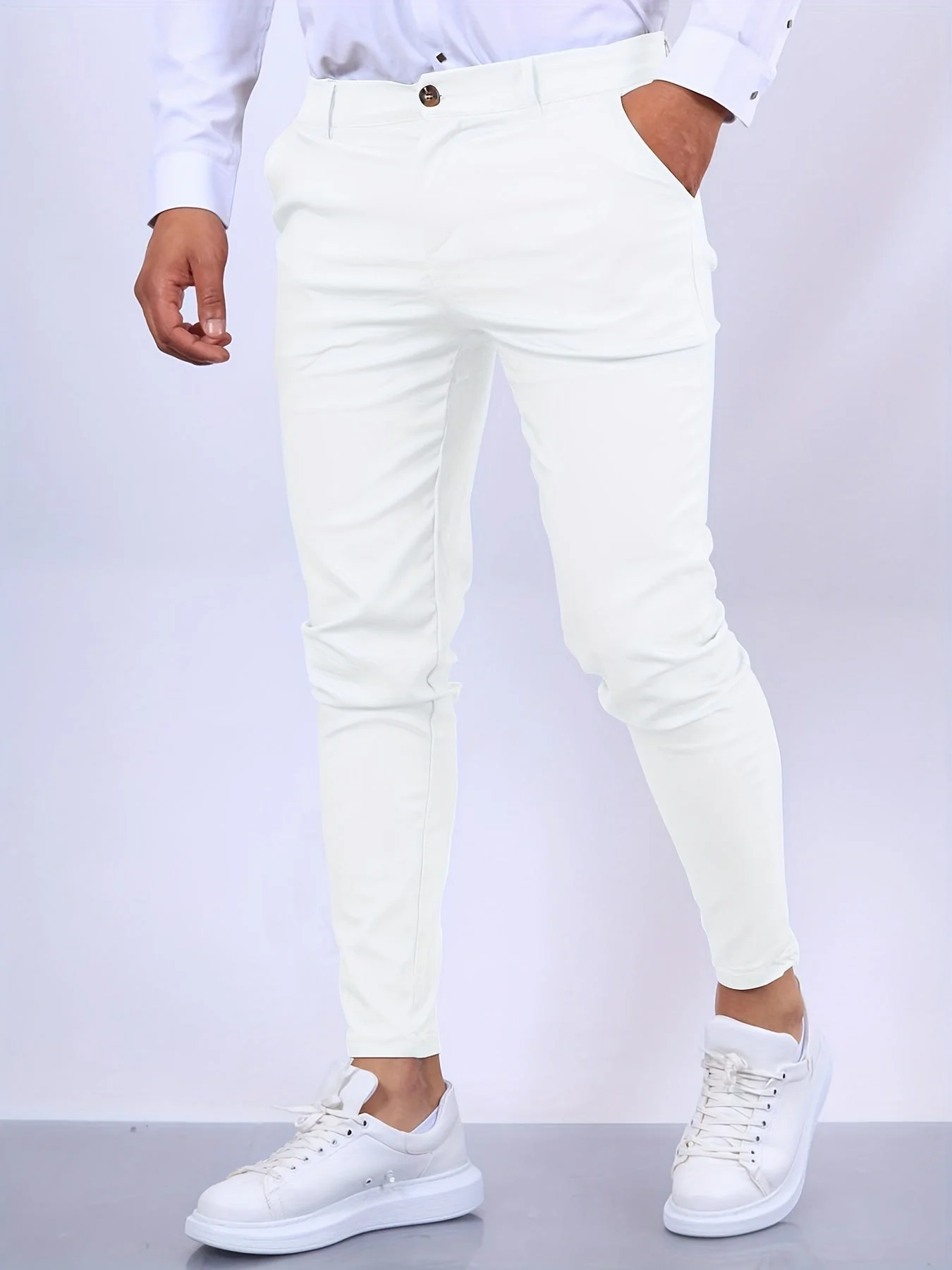 Slim Fit Business Casual Pants for Men, High-Quality Fabric, Tailored Design, Versatile for Office and Formal Events - Image 7