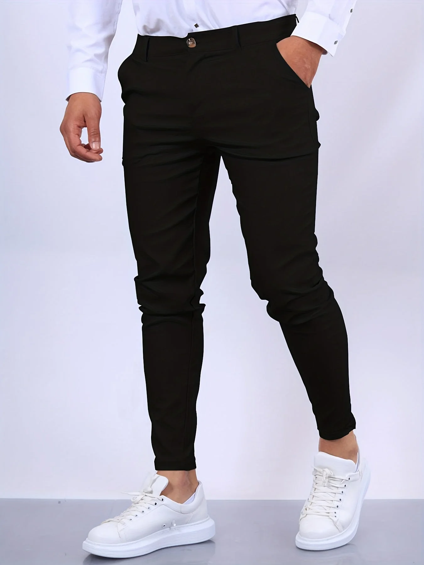 Slim Fit Business Casual Pants for Men, High-Quality Fabric, Tailored Design, Versatile for Office and Formal Events - Image 8