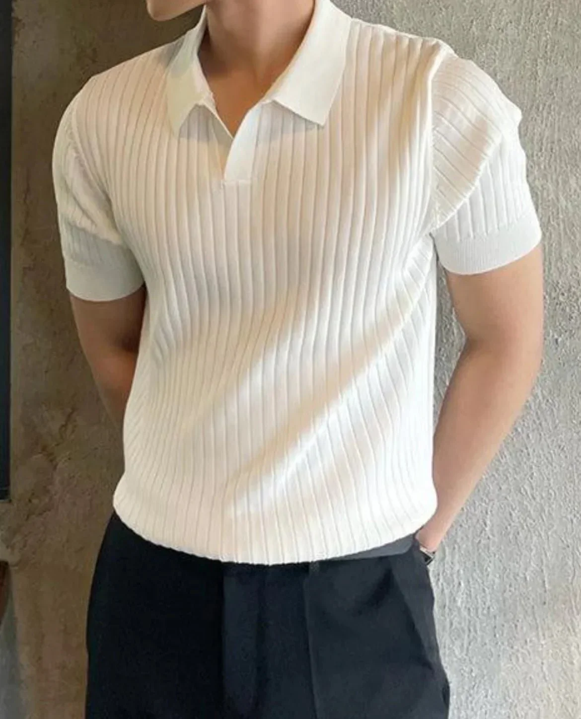 Slim Fit Men's Polo Shirt in Breathable Cotton, Short Sleeve, Available in Black, White, Navy Blue, Light Gray, Sizes XS to 4XL