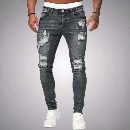 Slim-Fit Ripped Men's Jeans in High-Quality Cotton Blend for Casual and Trendy Everyday Wear - Image 10