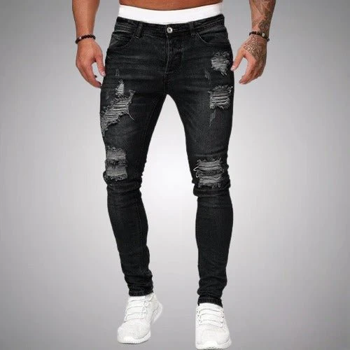 Slim-Fit Ripped Men's Jeans in High-Quality Cotton Blend for Casual and Trendy Everyday Wear - Image 6