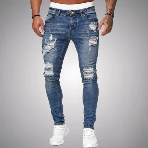 Slim-Fit Ripped Men's Jeans in High-Quality Cotton Blend for Casual and Trendy Everyday Wear - Image 8