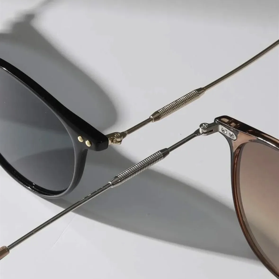 Small Round Cat Eye Sunglasses Set for Women and Men - Vintage Skinny Eyewear, 2 Pairs - Image 2