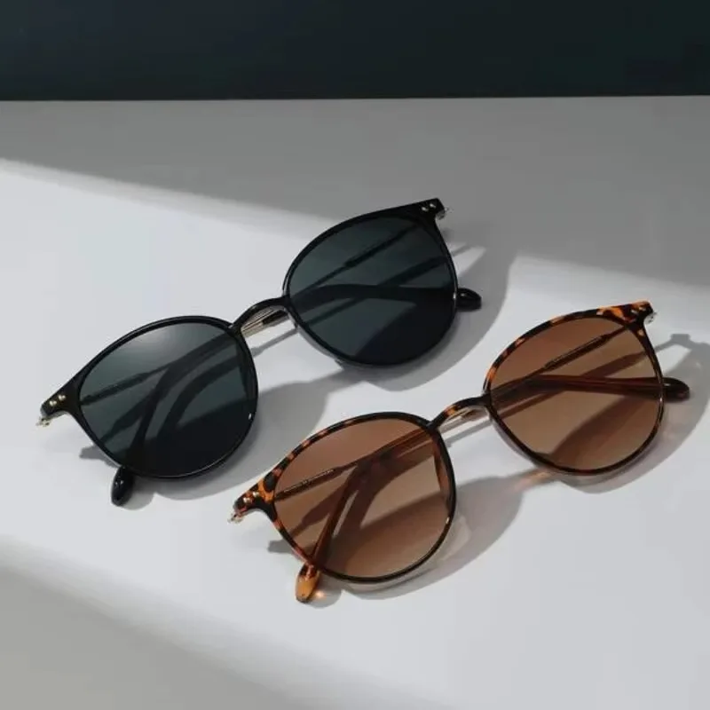 Small Round Cat Eye Sunglasses Set for Women and Men - Vintage Skinny Eyewear, 2 Pairs - Image 6
