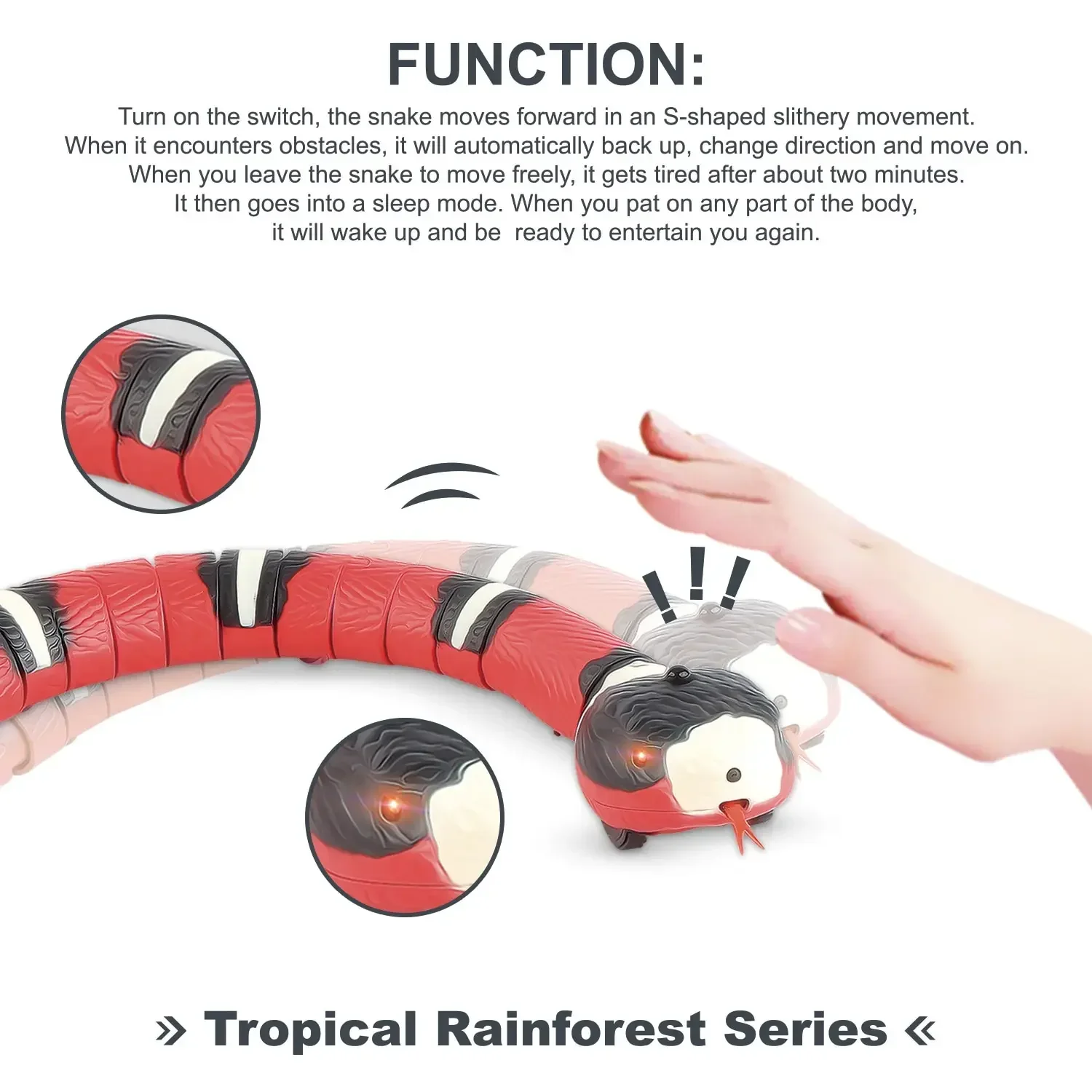 Smart Sensing Cat Toys Electronic Snake Teaser USB Rechargeable Indoor Play Kitten Toy - Image 4