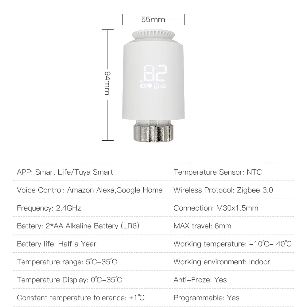 Smart Thermostat TRV Actuator ZigBee3.0 Radiator Valve Controller Voice Assistant Compatible Fall 2025 Gift - Image 6